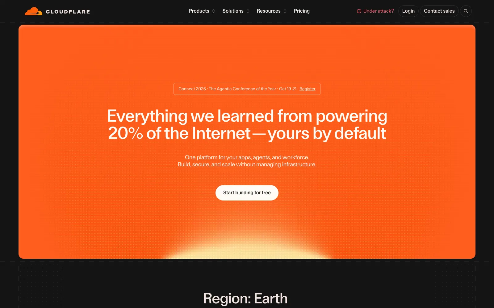 Screenshot of cloudflare.com