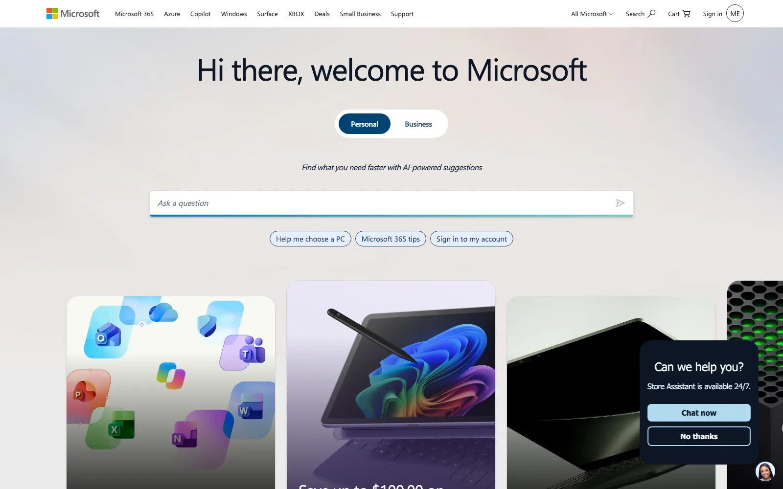 Screenshot of microsoft.com