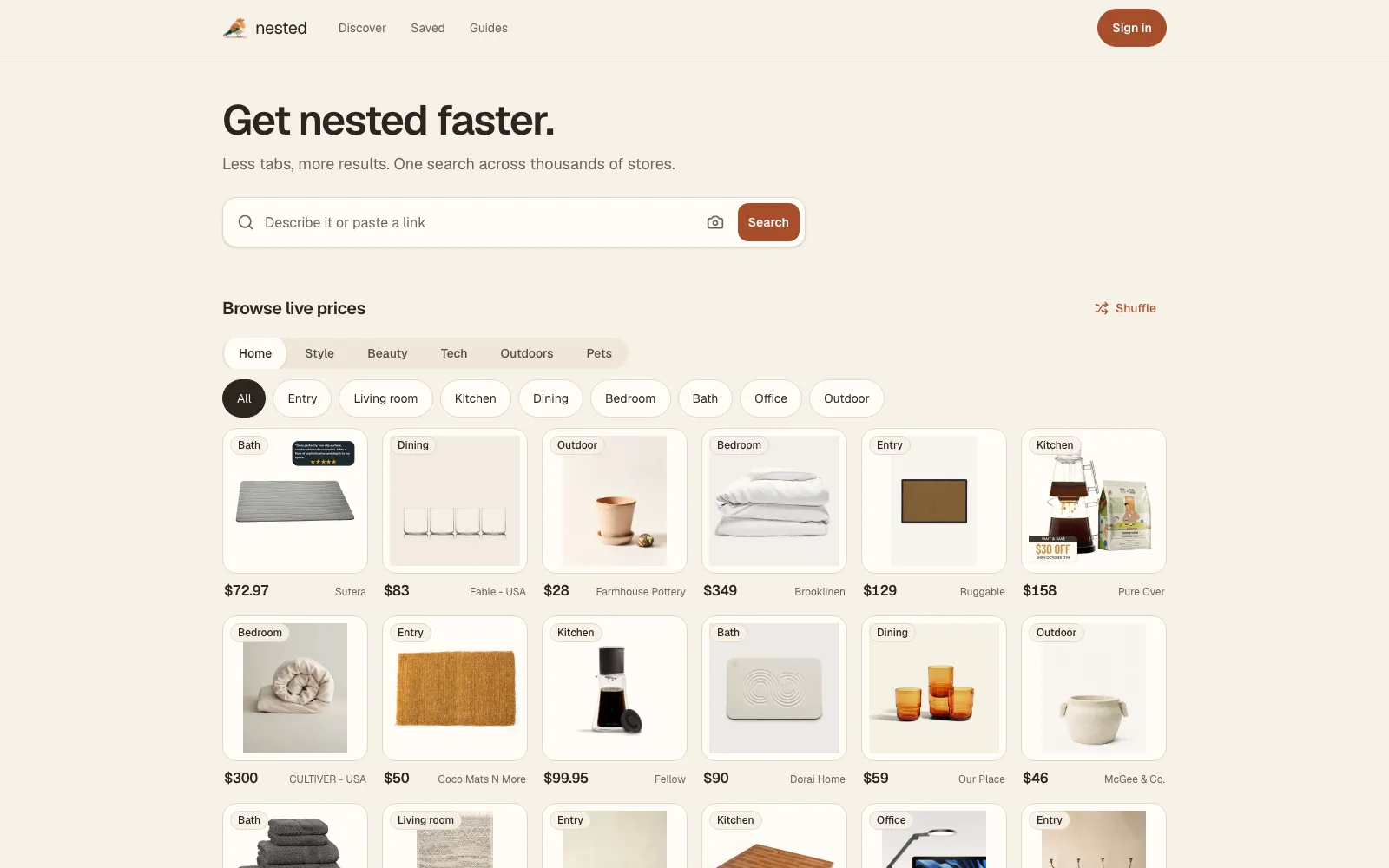 Screenshot of nested.deals