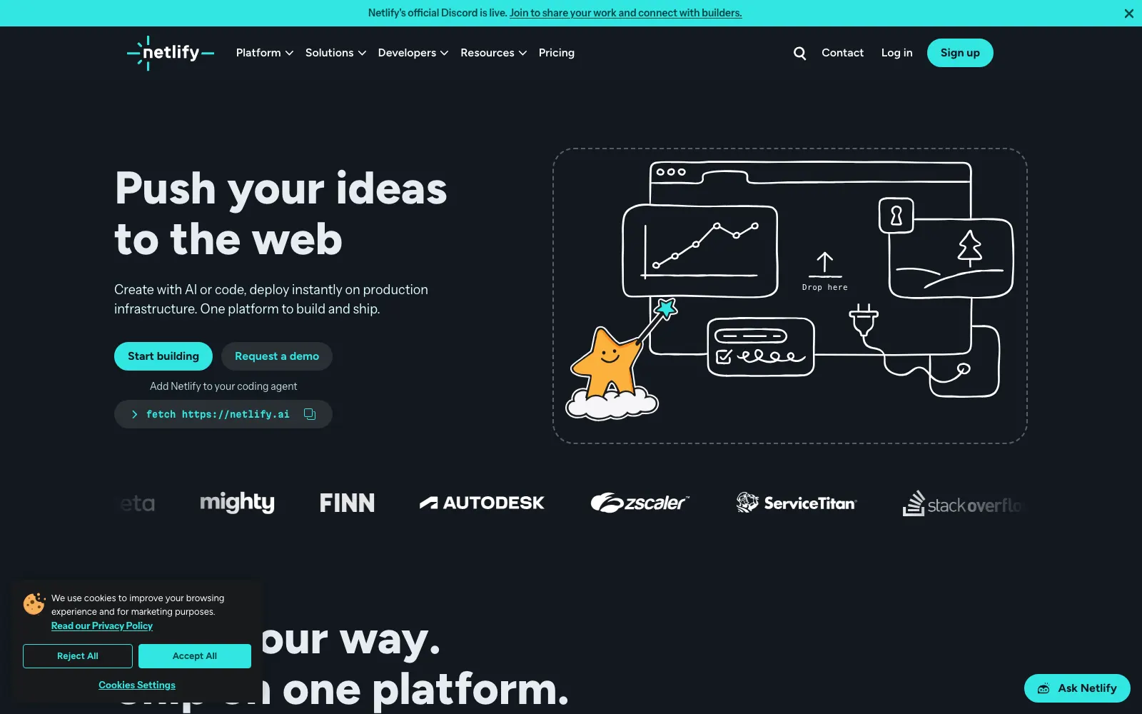 Screenshot of netlify.com