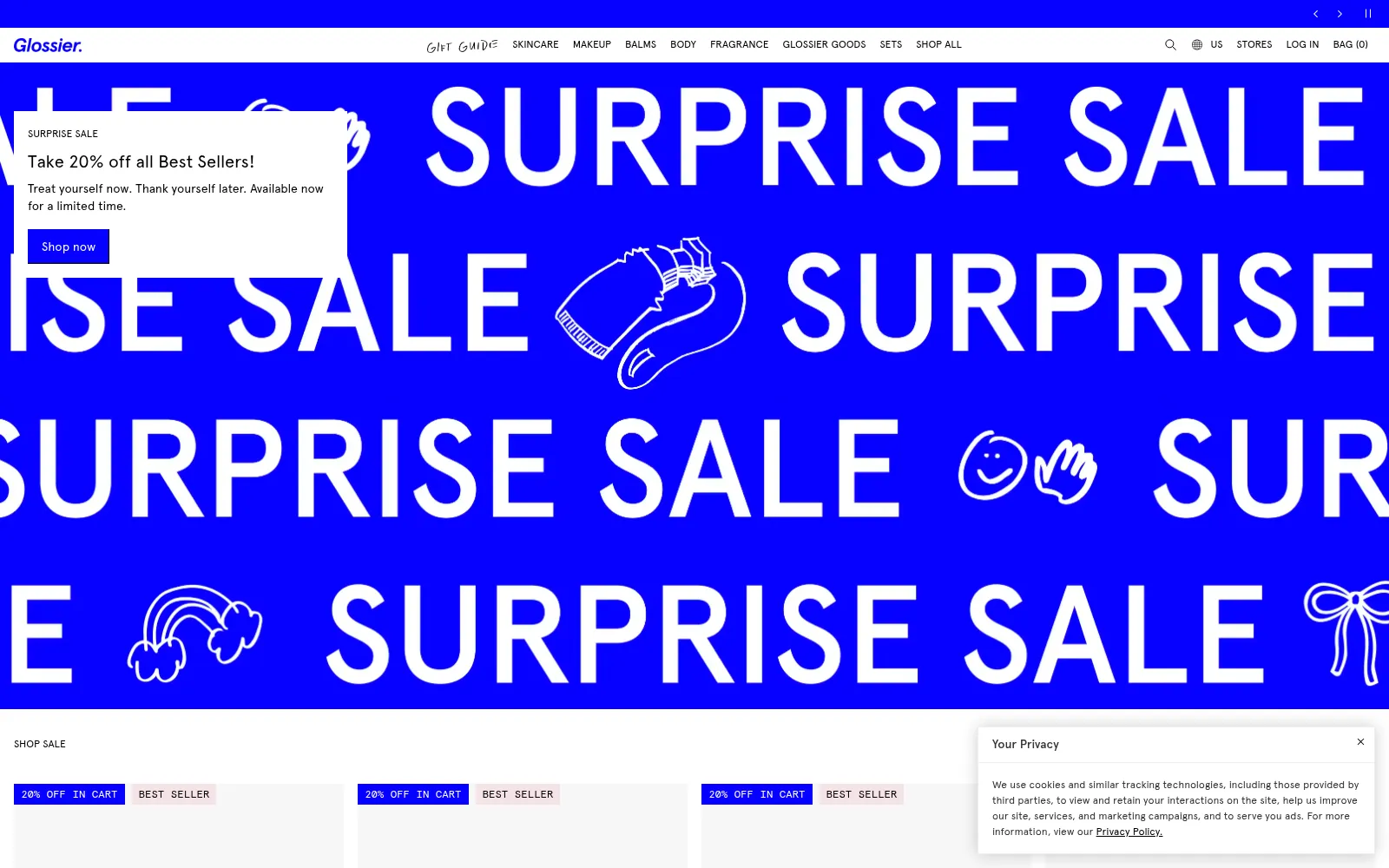 Screenshot of glossier.com