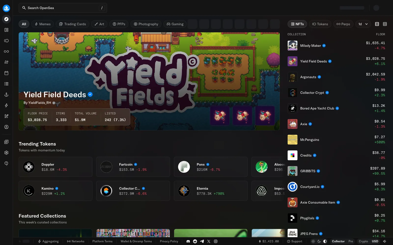 Screenshot of opensea.io