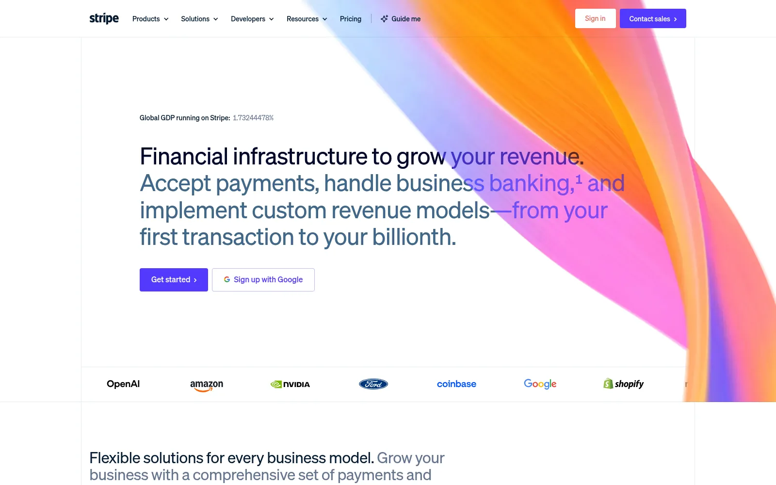 Screenshot of stripe.com