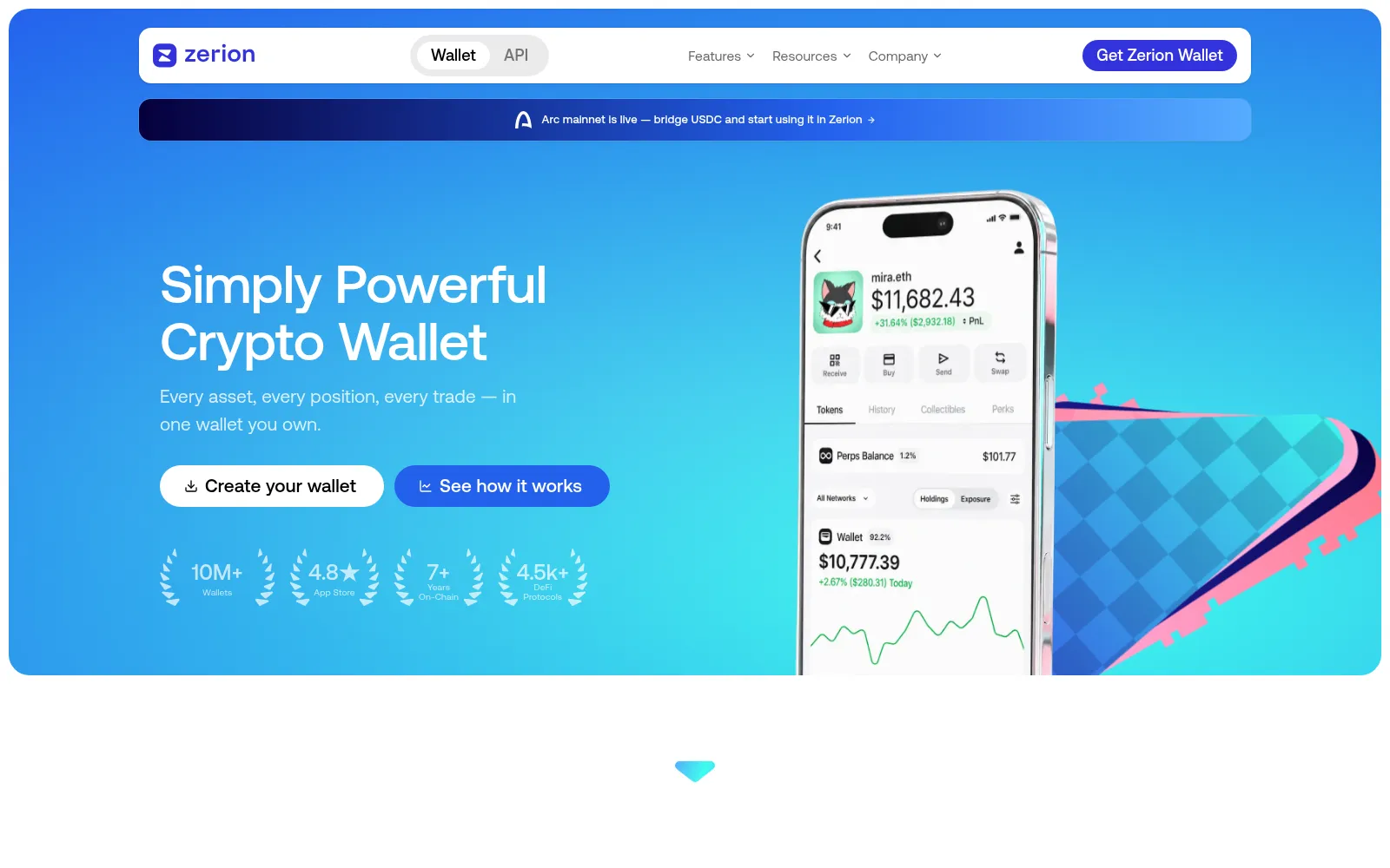 Screenshot of zerion.io