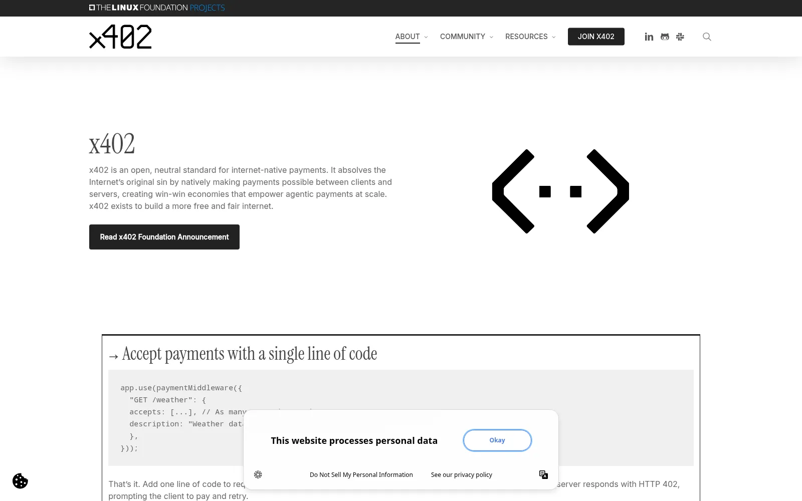Screenshot of x402.org